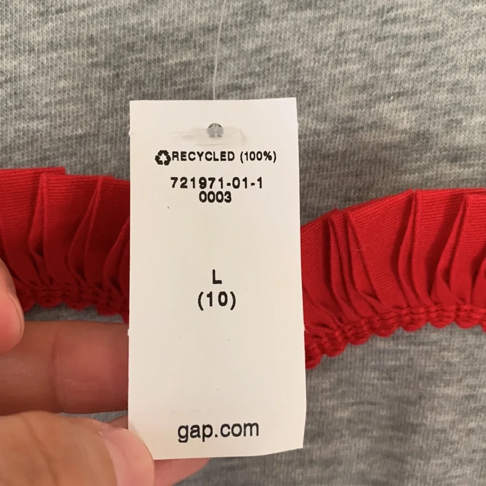 Gap Kids Girl's Gray Ruffle Applique Heart Sweatshirt Dress Size 10
